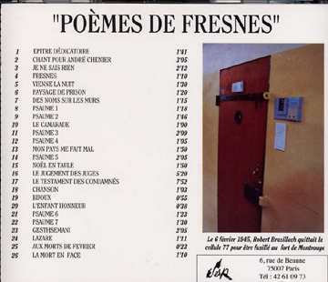 Brasillach, Robert - poèmes de Fresnes CD 