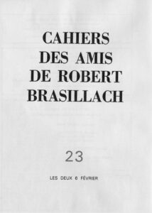 23 - Cahiers des Amis de Robert Brasillach